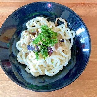 なすと豚バラのぶっかけうどん